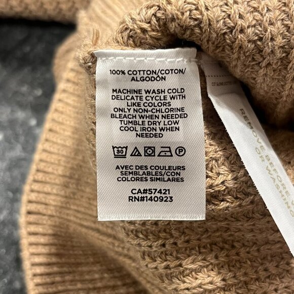 LOFT Women's Tan & Ivory Trim Button Down Tipped Boyfriend Cardigan Size XS NEW - Picture 5 of 6